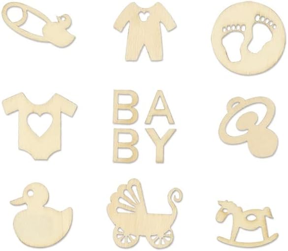 Forever in Time Mini Laser Cuts Wood Shape  Baby  Pram Rocking Horse Pacifier and More  45 Pieces  1 Across - Image 1