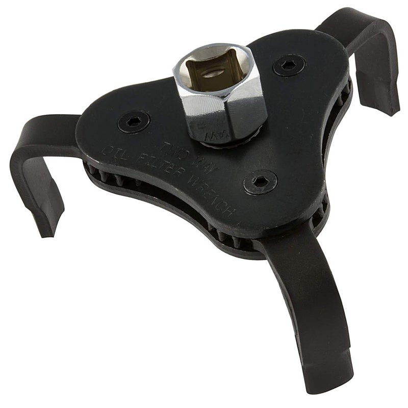 Neiko 03421A Two Way Universal Adjustable Oil Filter Wrench | 3-Jaw Design | 3/8" Square Drive Socket | Includes 1/2" Adaptor | Automotive Tool - Image 1