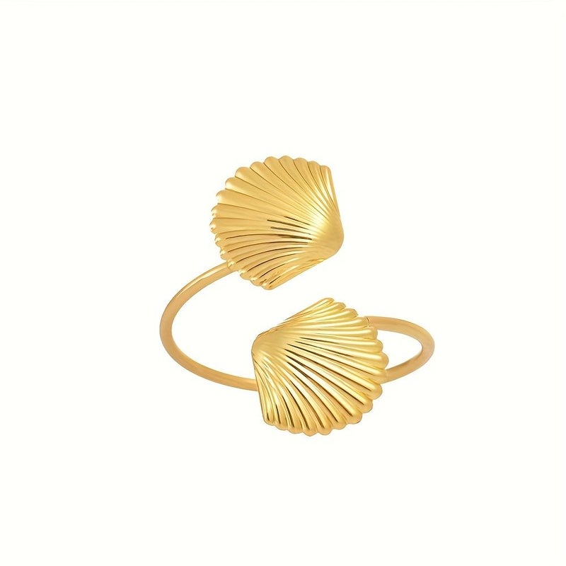 4pcs Golden Small Seashell Metal Napkin Rings for Party Table Decor - Image 5