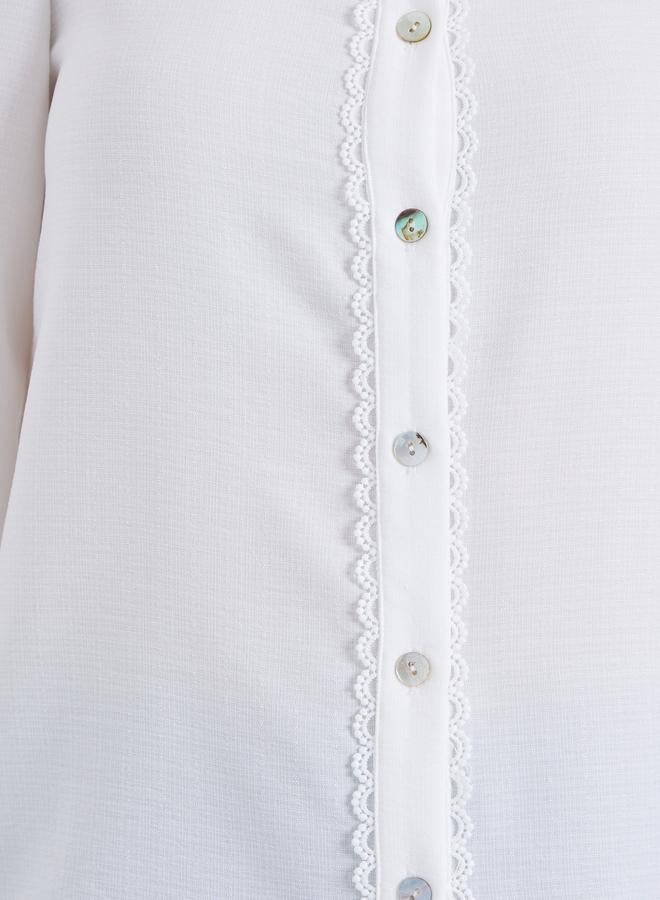 ستايلي قميص بأكمام طويلة وتفاصيل دانتيل - Image 3