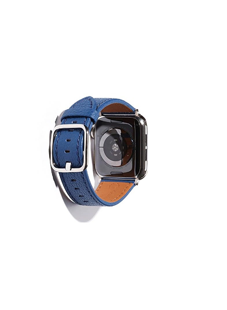 Apple Watch Leather Bands, Suitable for Women/Man Apple Watch Band with Apple Watch 45mm 41mm 44mm 40mm 42mm 38mm (Blue) - Image 1