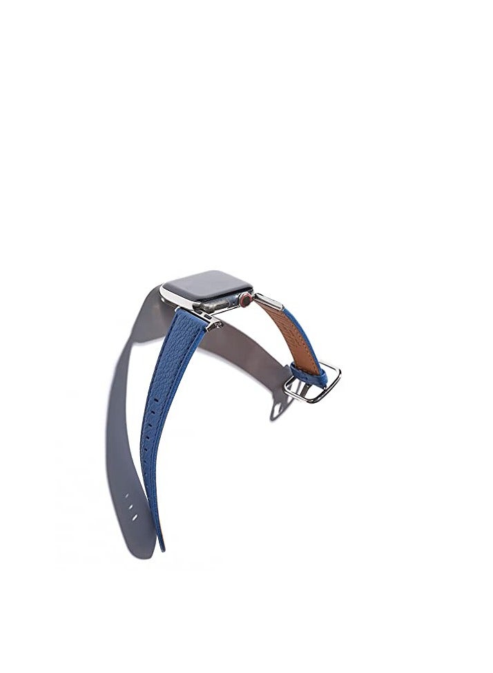 Apple Watch Leather Bands, Suitable for Women/Man Apple Watch Band with Apple Watch 45mm 41mm 44mm 40mm 42mm 38mm (Blue) - Image 3
