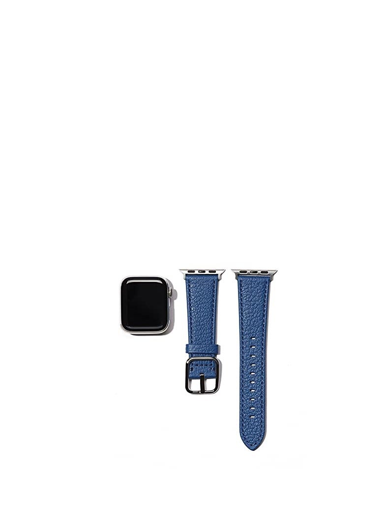Apple Watch Leather Bands, Suitable for Women/Man Apple Watch Band with Apple Watch 45mm 41mm 44mm 40mm 42mm 38mm (Blue) - Image 5