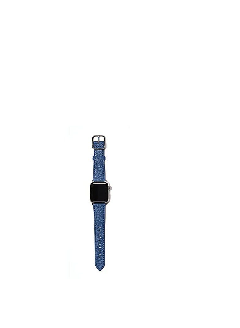 Apple Watch Leather Bands, Suitable for Women/Man Apple Watch Band with Apple Watch 45mm 41mm 44mm 40mm 42mm 38mm (Blue) - Image 4