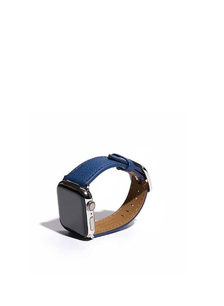 Apple Watch Leather Bands, Suitable for Women/Man Apple Watch Band with Apple Watch 45mm 41mm 44mm 40mm 42mm 38mm (Blue) - Image 2