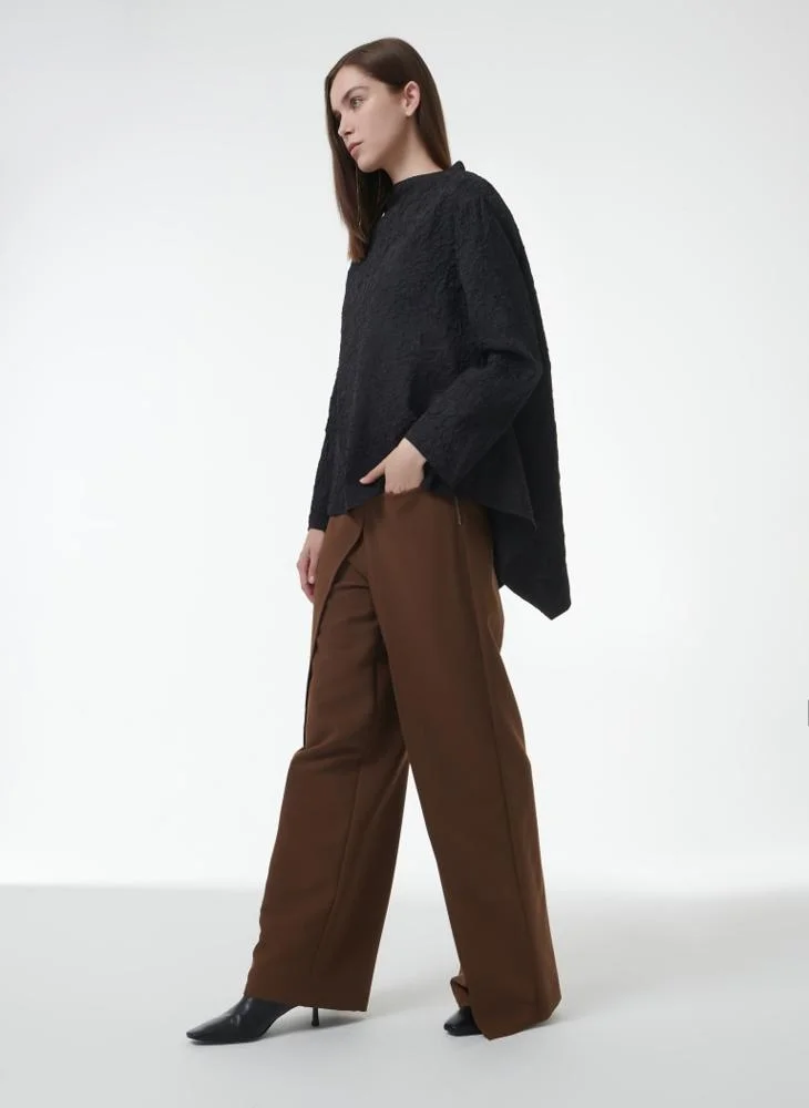 Leem Funnel-Neck Textured Blouse