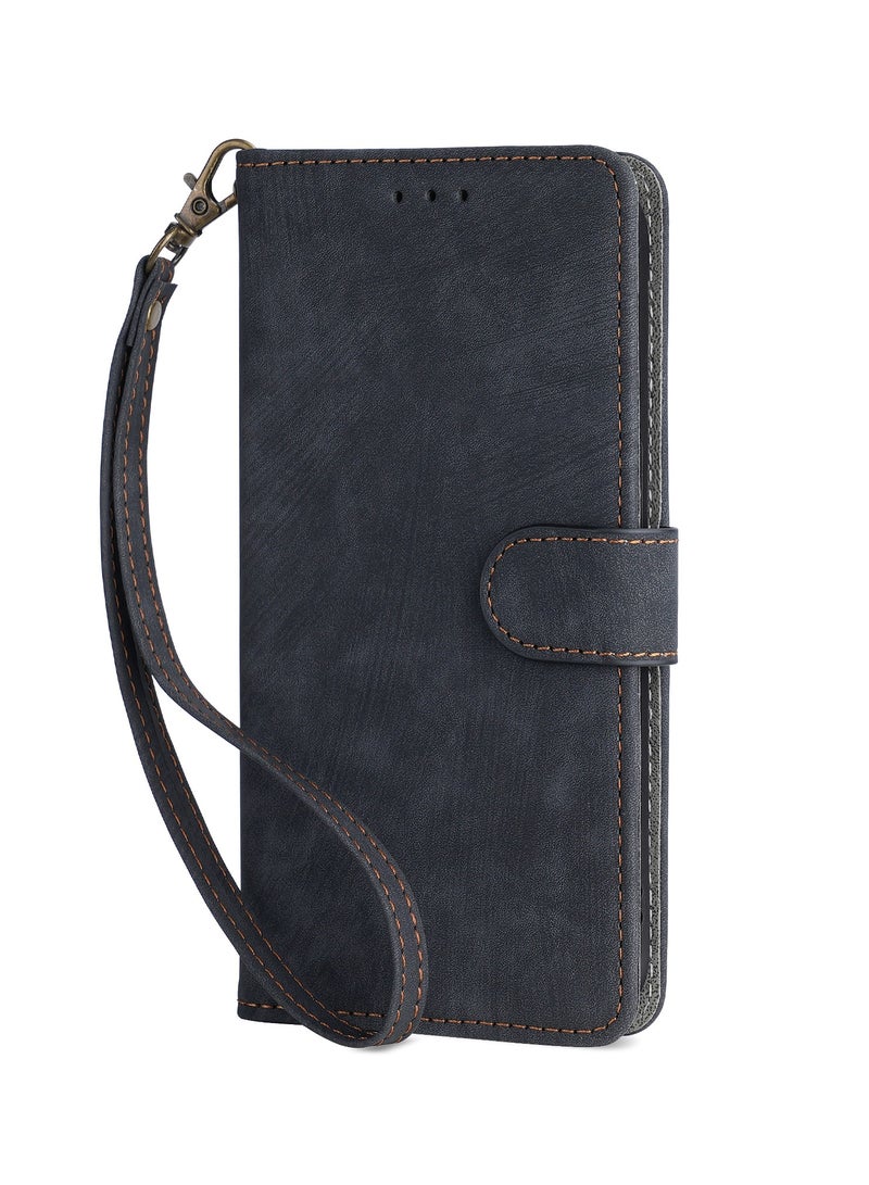 For ViVO V40 / ViVO V40 Pro Cover with Hand Strap, PU Leather Full Body Protection Shockproof Flip Mobile Cover, RFID Anti-theft Brush Folio Wallet Case - Image 4