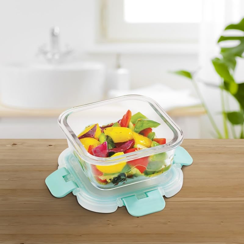 Allo Allo Foodsafe Gift Box Combo 6 PC (Set of 3 Square 310ml, Set of 3 Round 390ml) | Microwave 450°C Oven Safe Bakeware Glass Container with Break Free Detachable Locks |  - Image 3