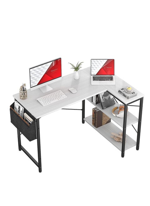 40" L Shaped Desk with Storage Shelves Corner Gaming Desk with Storage Bag Multifunctional Modern Wooden Table for Home Office