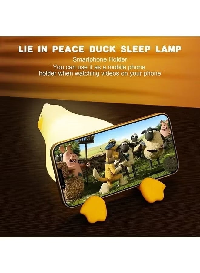 Duck Lamp Lying Flat Duck Night Light – Kids Night Lamp with 3 Speed Adjustable Light, Smart Bedside Lamp with Flap Sensor, Soft Silicone Rechargeable Night Light for Children, Perfect for Bedrooms & Nurseries, Safe and Cozy Lighting Solution - Image 2