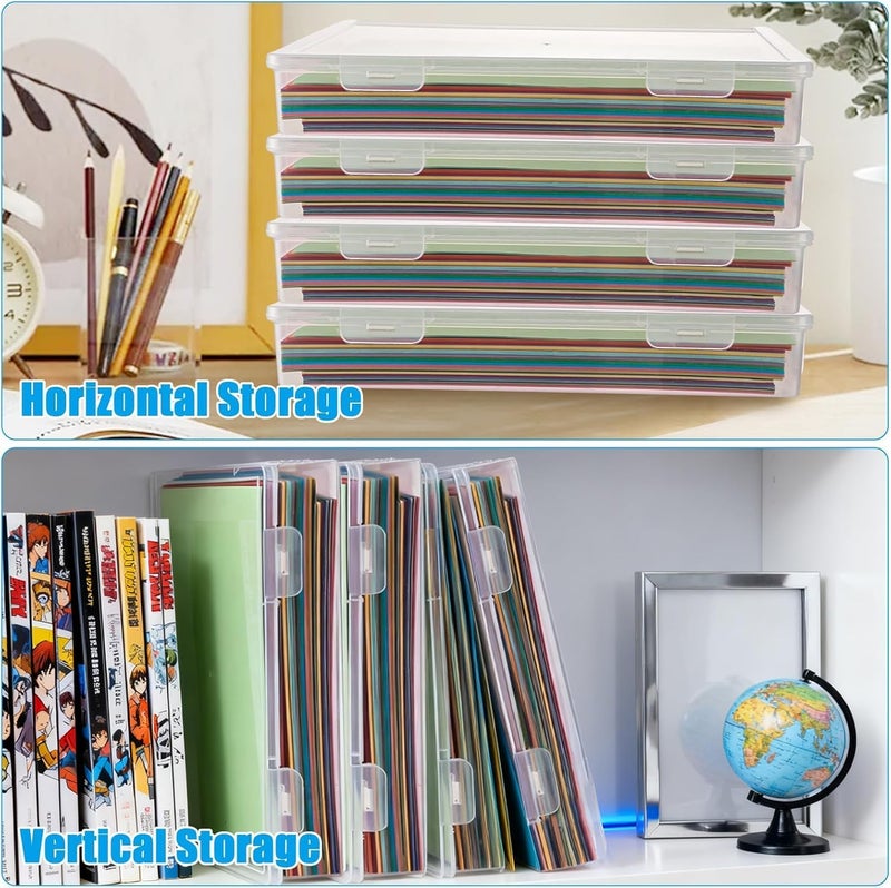 LOPYXBR Pack of 5 Portable A4 Archive Box, Transparent Plastic Document Box, Stackable Multifunctional Office Supplies, Storage Box for Documents, Letters, Scrapbooks, Office Files - Image 5