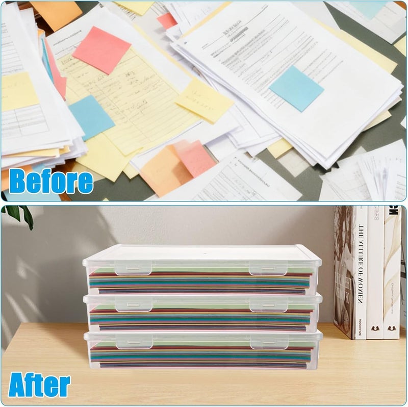 LOPYXBR Pack of 5 Portable A4 Archive Box, Transparent Plastic Document Box, Stackable Multifunctional Office Supplies, Storage Box for Documents, Letters, Scrapbooks, Office Files - Image 4
