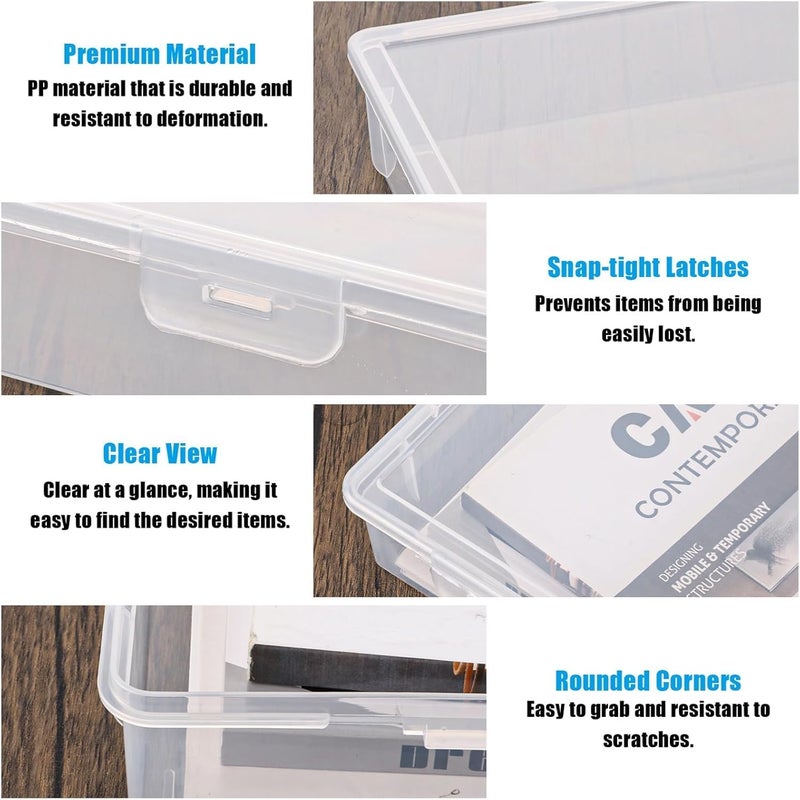 LOPYXBR Pack of 5 Portable A4 Archive Box, Transparent Plastic Document Box, Stackable Multifunctional Office Supplies, Storage Box for Documents, Letters, Scrapbooks, Office Files - Image 3