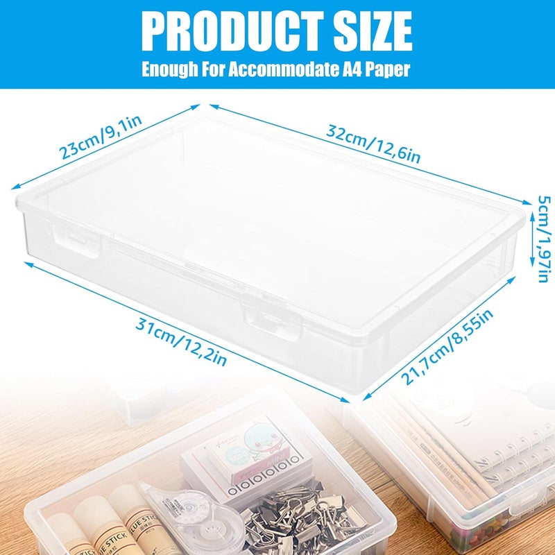 LOPYXBR Pack of 5 Portable A4 Archive Box, Transparent Plastic Document Box, Stackable Multifunctional Office Supplies, Storage Box for Documents, Letters, Scrapbooks, Office Files - Image 2