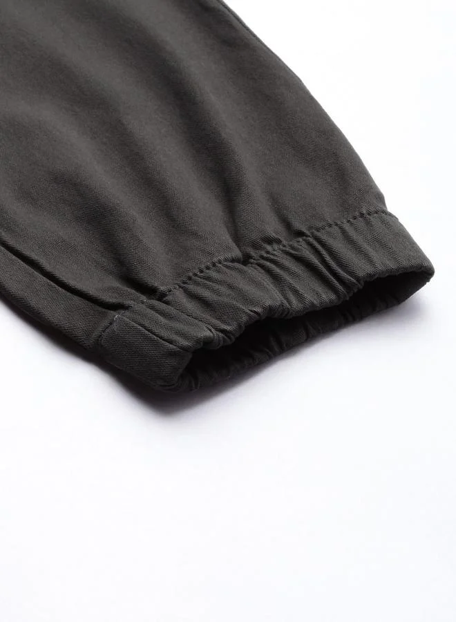 The Indian Garage Co  Men Black Solid Slim Fit Cargo Pants for Men | Best Price UAE