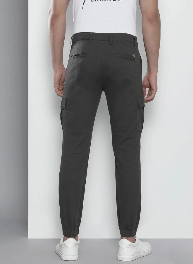 The Indian Garage Co  Men Black Solid Slim Fit Cargo Pants for Men | Best Price UAE