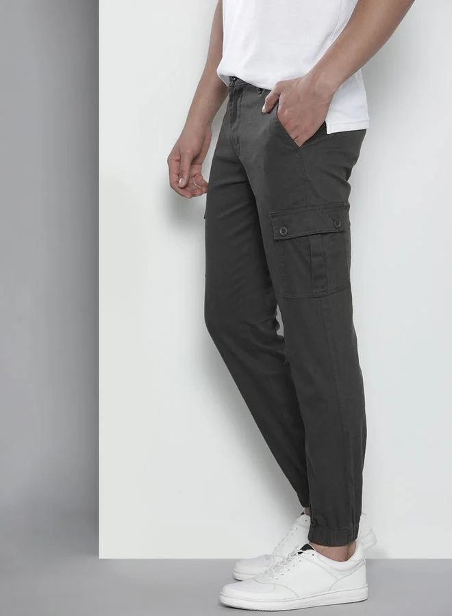 شركة المرآب الهندية بنطال كارجو سادة بقصة ضيقة