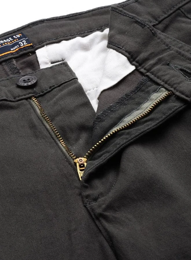 The Indian Garage Co  Men Black Solid Slim Fit Cargo Pants for Men | Best Price UAE