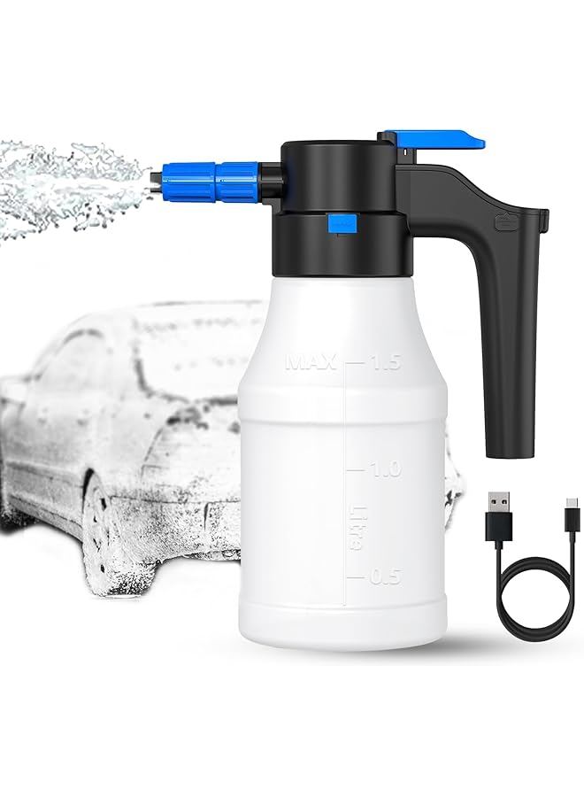 KASTWAVE Car Foam Sprayer, Electric Pressurized Foam Sprayer, Foam Sprayer, Car Wash Foam, Adjustable Foaming Car Wash Sprayer, Suitable For Home, Garden Car Beauty Cleaning, Car Accessories (1.5 L) - Image 1