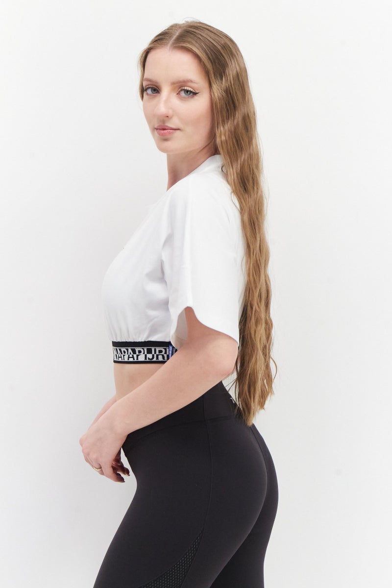 Napapijri Women Sportswear Fit Short Sleeve Running Crop Top, White - Image 4