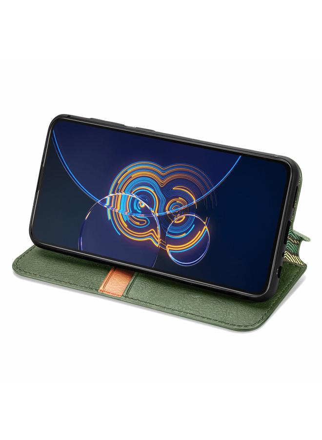 S-TOP Case For Asus Zenfone 8 Flip Cubic Grid Pressed Horizontal Flip Magnetic PU Leather Case with Holder & Card Slots & Wallet - Image 4