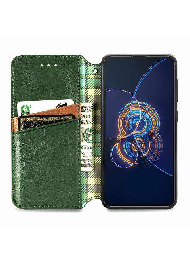 S-TOP Case For Asus Zenfone 8 Flip Cubic Grid Pressed Horizontal Flip Magnetic PU Leather Case with Holder & Card Slots & Wallet - Image 3