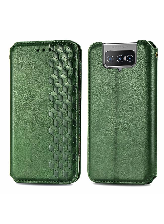 S-TOP Case For Asus Zenfone 8 Flip Cubic Grid Pressed Horizontal Flip Magnetic PU Leather Case with Holder & Card Slots & Wallet - Image 2