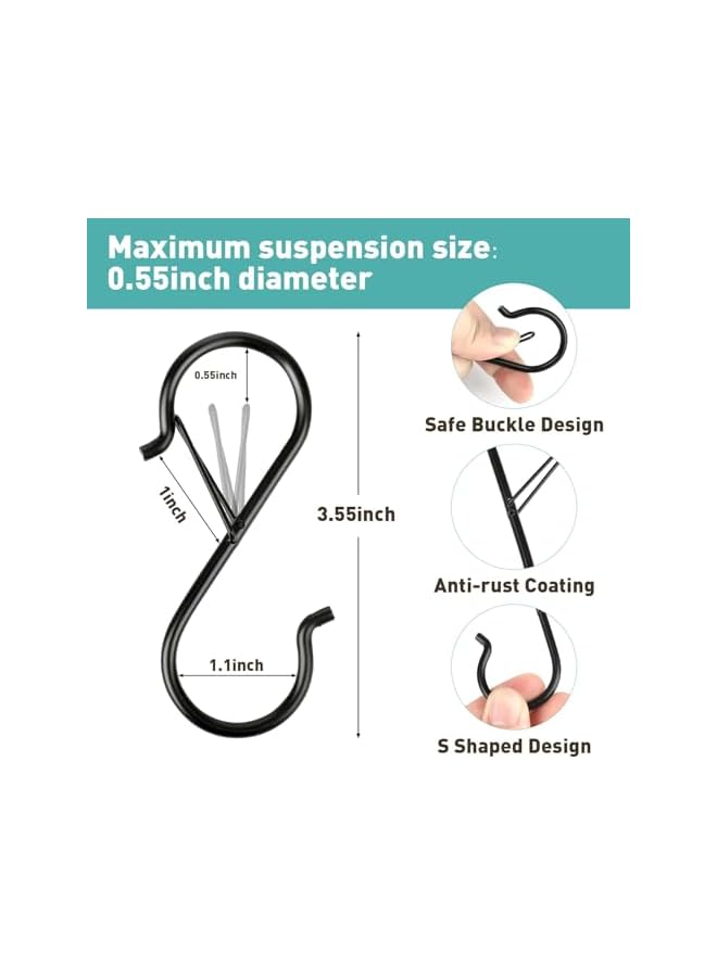 Green Tiger 100 Pcs S Hooks Hanging Safety Buckle, 3.5 Inch Stainless-Steel Heavy-Duty S Hooks, Kitchen Pot Rack Hooks, Closet Hooks for Hanging Kitchen Utensil, Pots and Pans, Clothes, Plants, Towels, Bags - Image 2