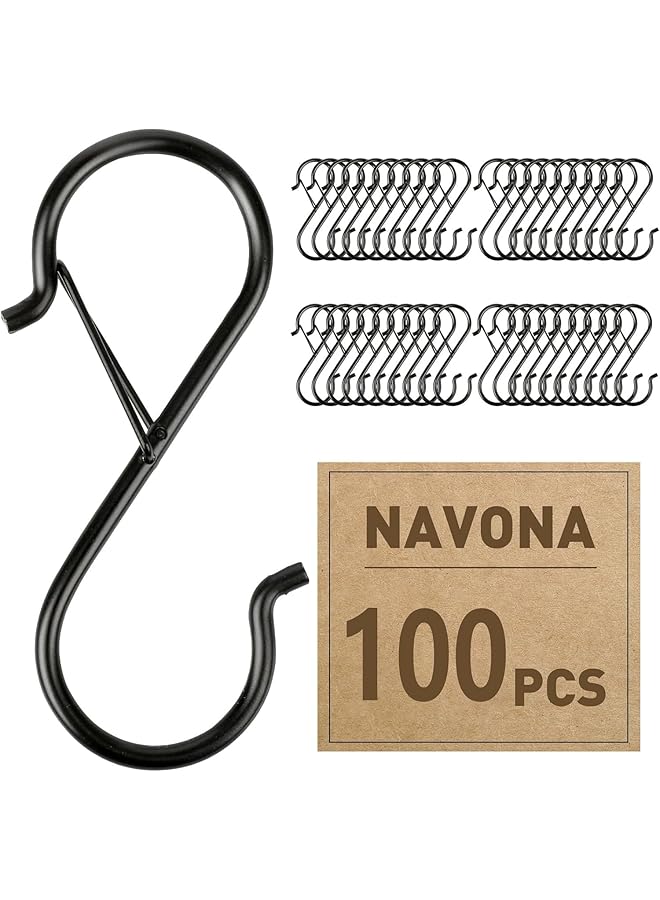 Green Tiger 100 Pcs S Hooks Hanging Safety Buckle, 3.5 Inch Stainless-Steel Heavy-Duty S Hooks, Kitchen Pot Rack Hooks, Closet Hooks for Hanging Kitchen Utensil, Pots and Pans, Clothes, Plants, Towels, Bags - Image 1