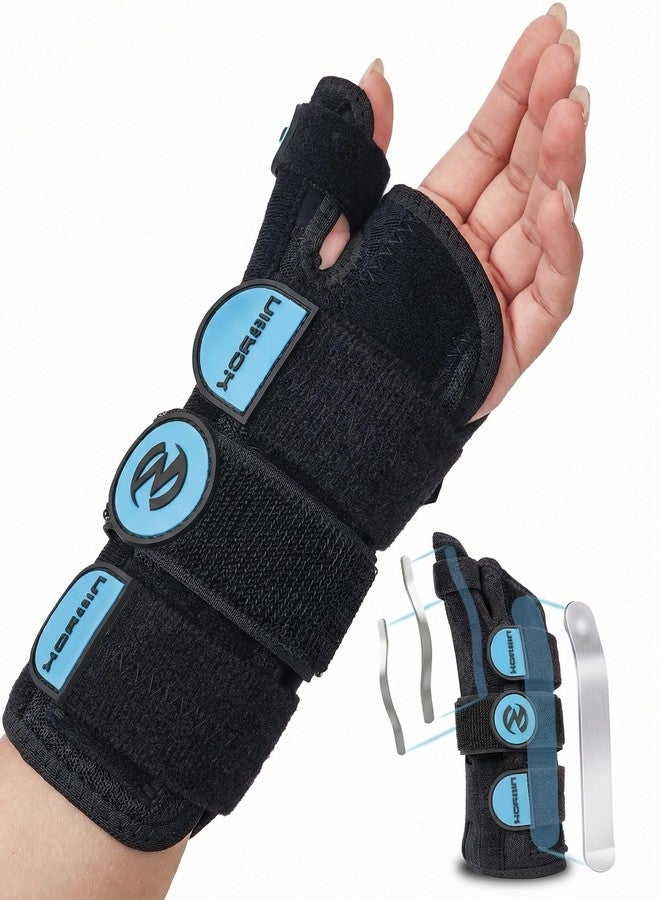 Nisrok Adjustable Thumb Spica Splint Wrist Brace, Universal for Left/Right Hand, Day & Night Support, Relieves De Quervain's Tenosynovitis/Carpal Tunnel/Tendonitis/Arthritis, Unisex, Blue (Left Hand, S/M) - Image 1