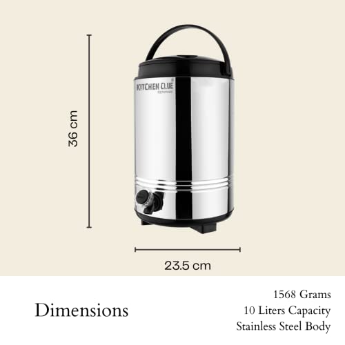 KITCHEN CLUE Stainless Steel Thermos/Water Container With Tap (10 Liter) Cool Drinking Water Dispenser For Office Home KitchenI PU Insulated Water Jug I Easy to Carry Handle I Easy to Clean & Maintain - Image 5