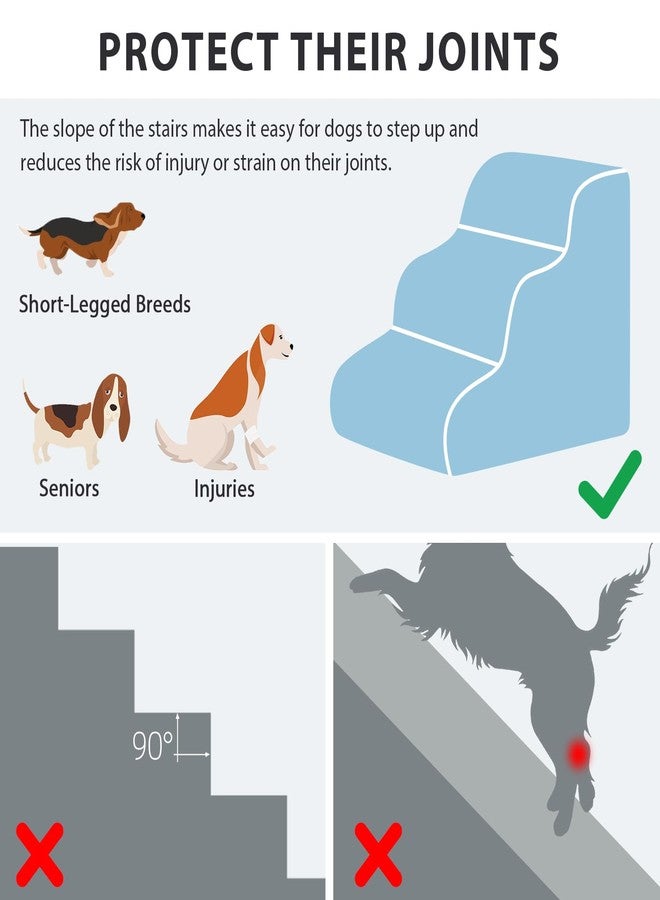 Garnpet Dog Stairs for Couch Sofa and Chair, 3-Step Dog Steps for Small Dogs and Cats, Non-Slip Indoor Pet Step, Dark Grey - Image 2