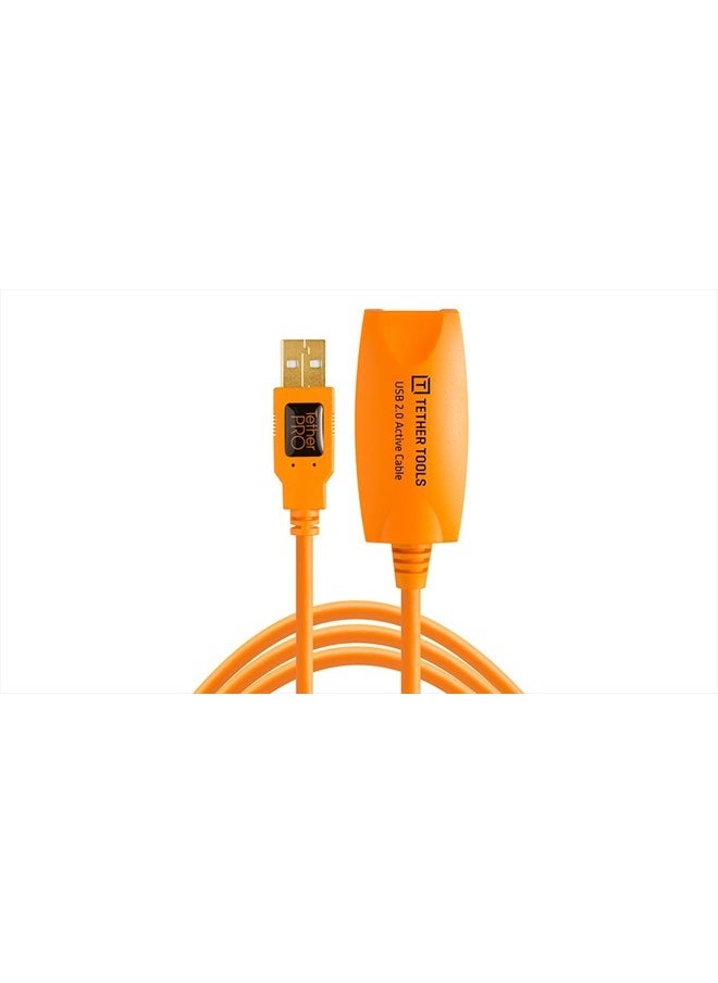 TETHER TOOLS TetherPro USB 2.0 to USB Female Active Extension Cable Cable | for Fast Transfer Between Camera and Computer | High Visibility Orange | 16 Feet (5 m)  - Image 1