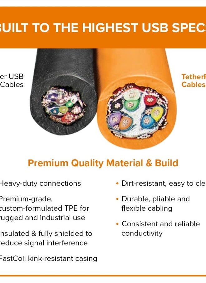 TETHER TOOLS TetherPro USB 2.0 to USB Female Active Extension Cable Cable | for Fast Transfer Between Camera and Computer | High Visibility Orange | 16 Feet (5 m)  - Image 4