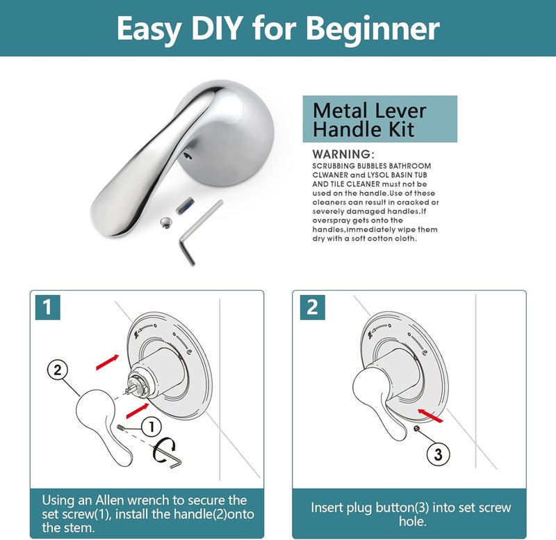 Ultrimkit Delta Shower Handle Replacement for Delta 13/14 Series Tub Faucet RP48717 (Brushed Nickel) - Image 5