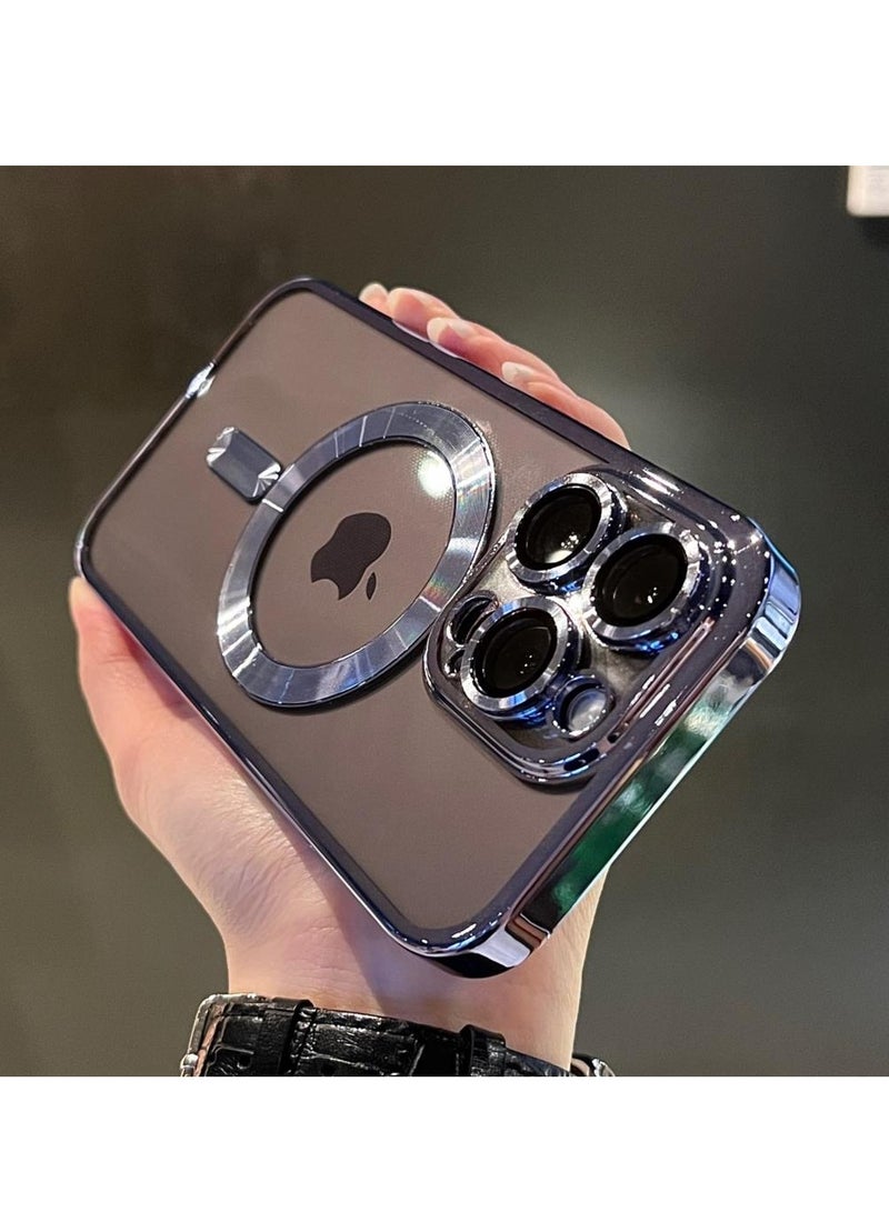 AROAQ جراب مغناطيسي للآيفون، غطاء ممتص للصدمات للآيفون، مطلي بطبقة من ماج سيف للشحن اللاسلكي، غطاء حماية مضاد للخدش للموبايل للآيفون 15 برو ماكس، 15 بلس، برو، (سييرا بلو) - Image 1