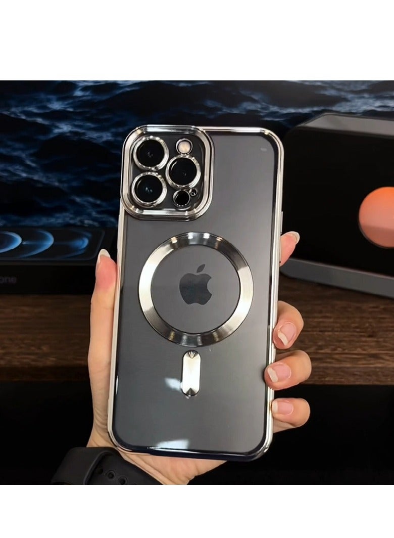 AROAQ جراب مغناطيسي للآيفون، غطاء ممتص للصدمات للآيفون، مطلي بطبقة من ماج سيف للشحن اللاسلكي، غطاء حماية مضاد للخدش للموبايل للآيفون 15 برو ماكس، 15 بلس، برو، (سييرا بلو) - Image 2