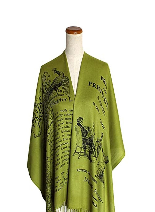 Universal Zone Pride and Prejudice by Jane Austen Shawl Scarf Wrap (Olive Green) - Image 4