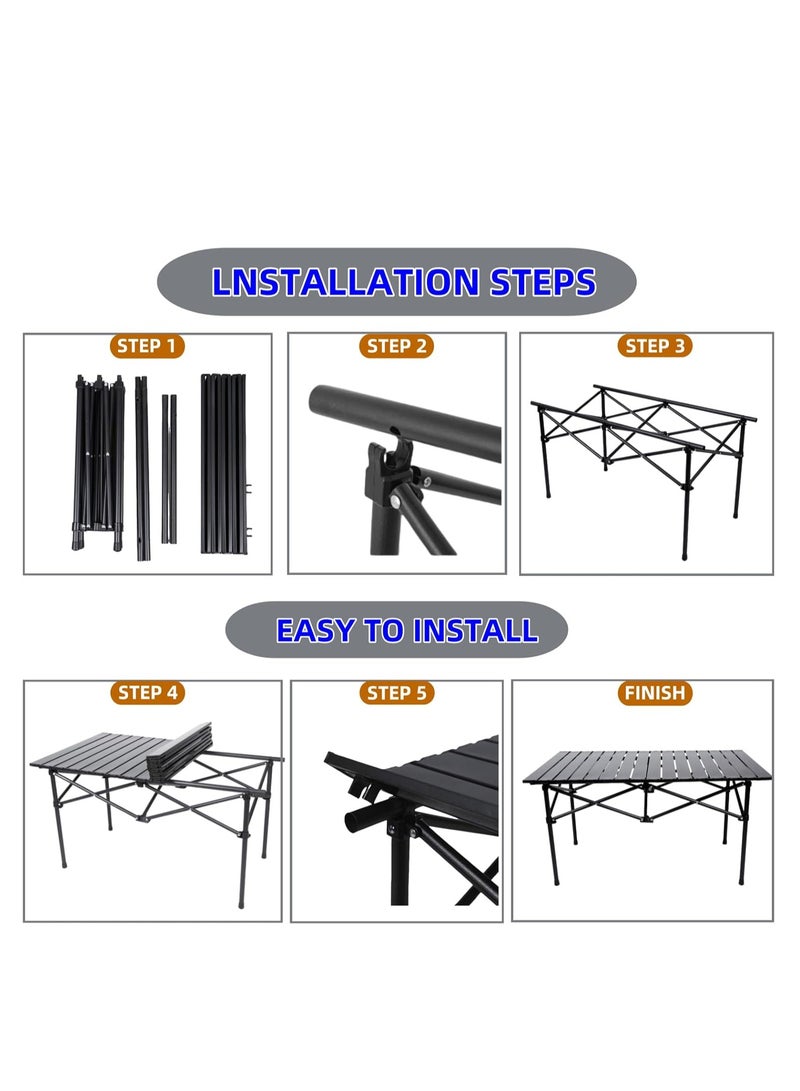 CIMIA Folding Camping Table, Portable Beach Table,with Portable Bag，Suitable for Indoor, Outdoor, Camping, Backyard, Party, Patio, The Black Camping Table at The Beach  - Image 4