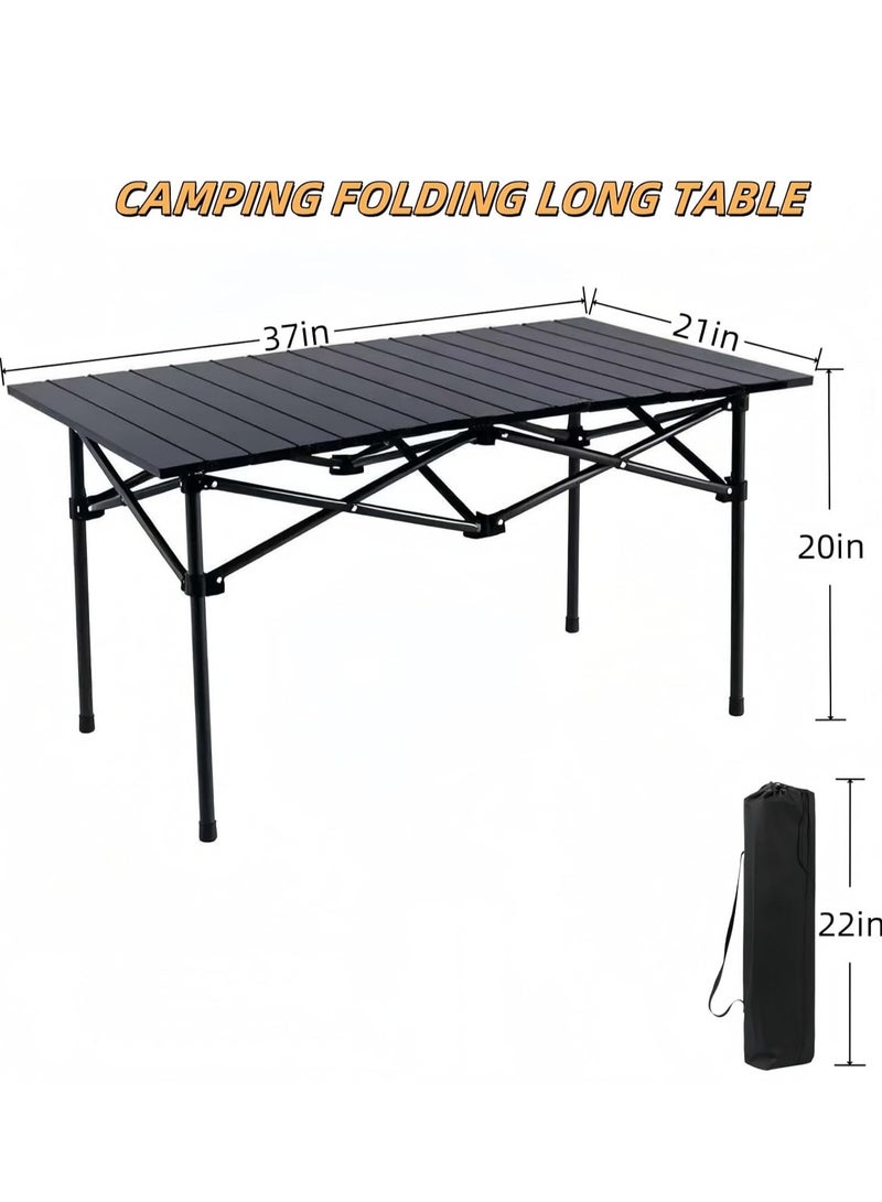 CIMIA Folding Camping Table, Portable Beach Table,with Portable Bag，Suitable for Indoor, Outdoor, Camping, Backyard, Party, Patio, The Black Camping Table at The Beach  - Image 2