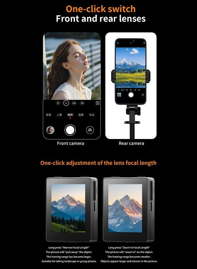تيليسن حامل ثلاثي القوائم لعصا سيلفي بطول 1.7 متر، حامل ثلاثي القوائم منفصل بتصميم منفصل للهواتف الذكية مع جهاز تحكم عن بعد لاسلكي وشاشة عرض عالية الدقة، حامل ثلاثي القوائم قابل للسحب محمول للهواتف المحمولة iPhone/Samsung/GoPro/Android - Image 5