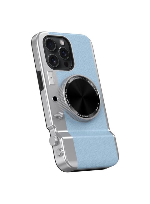 Case Cover For iPhone 12 Pro Max 3D Retro Bluetooth Camera Magsafe Mirror Phone Case Light Blue
