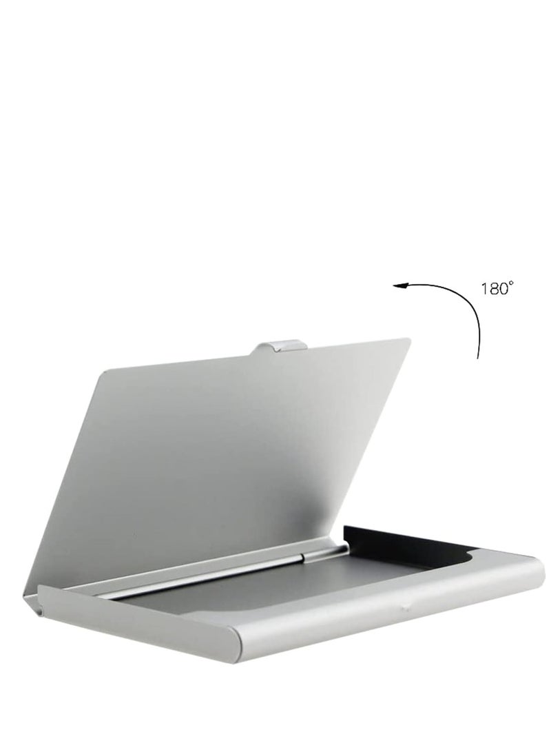 T NEWFUN Slim Business Card Case for Men u0026 Women, Pocket Metal Case, Professional Stainless Steel Card Case for Business Cards, Slim Purse Name Card Holders  Buckle Style Shut, Silver - Image 4