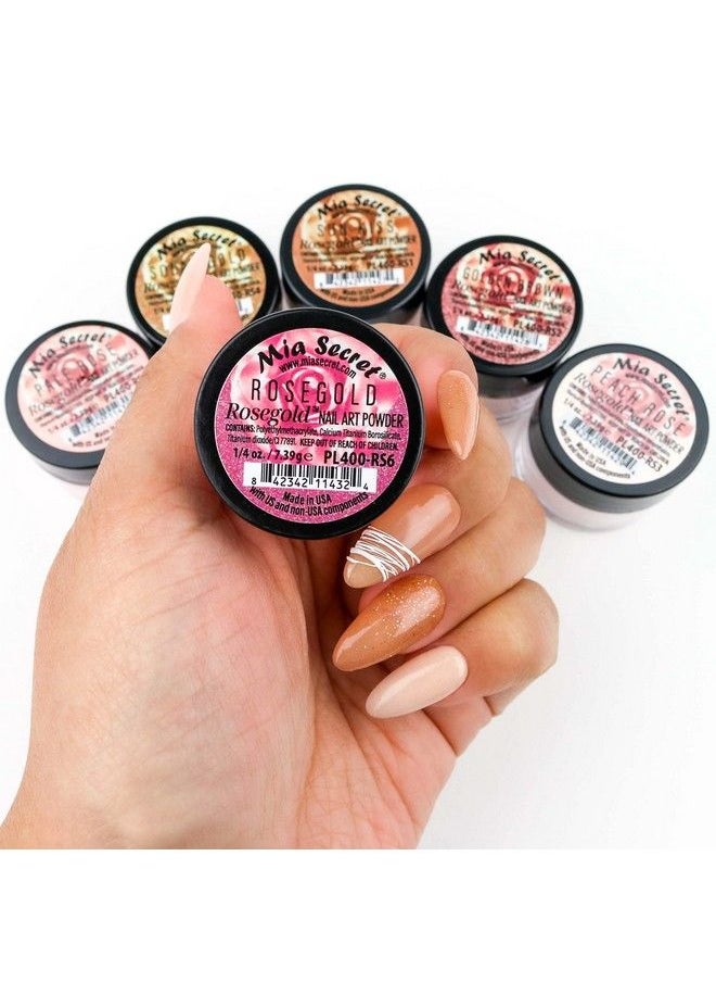 MIA SECRET Colored Acrylic Nail Art Powder Collection Rosegold 6Pc  - Image 3