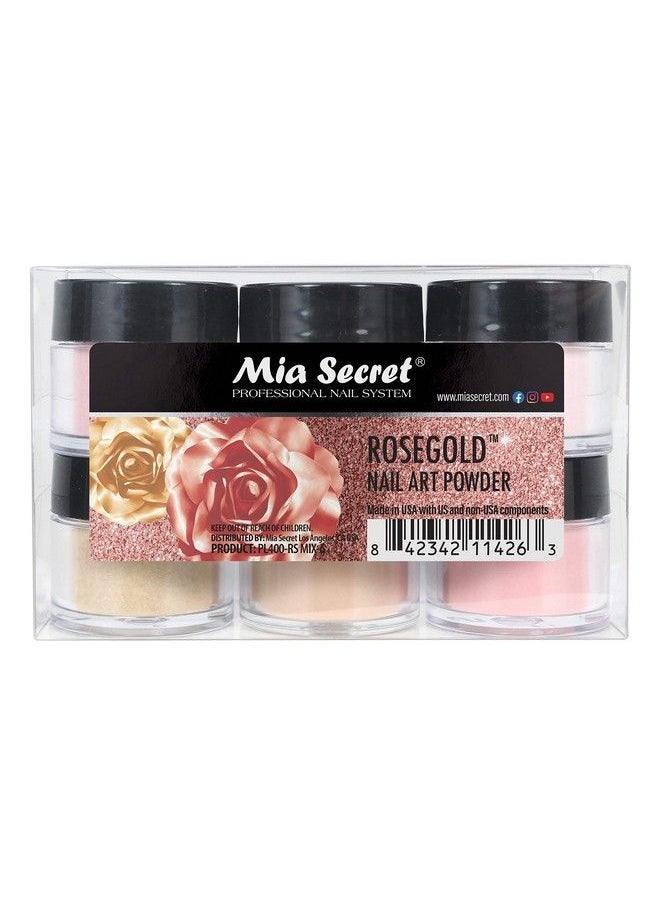 MIA SECRET Colored Acrylic Nail Art Powder Collection Rosegold 6Pc  - Image 2