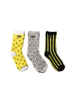 Justice League Batman Bamboo Cotton Sock - Printed (Pack Of 3) - Yellow/Grey/Black 5-8Y  - Image 3