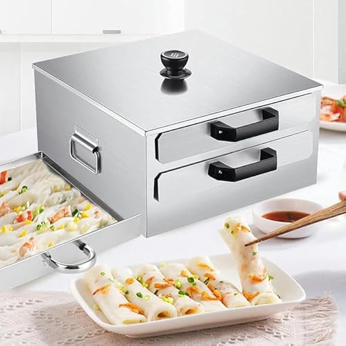 جهاز بخار الأرز، جهاز بخار لفائف المعكرونة والأرز من الفولاذ المقاوم للصدأ، جهاز بخار تشانغفن الصيني مع درج من طبقتين، أدوات طهي المطبخ~ - Image 5