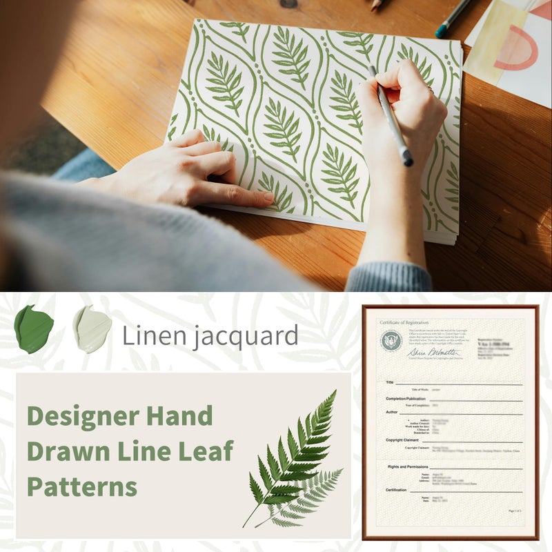 BGment Olive Green Curtains for Spring Themed Room Decor, Botanical Jacquard Leaf Pattern Vintage Window Light Filtering Boho Sheer Linen Curtains for Living Room, 2 Panels, 52 x 84 Inch - Image 4
