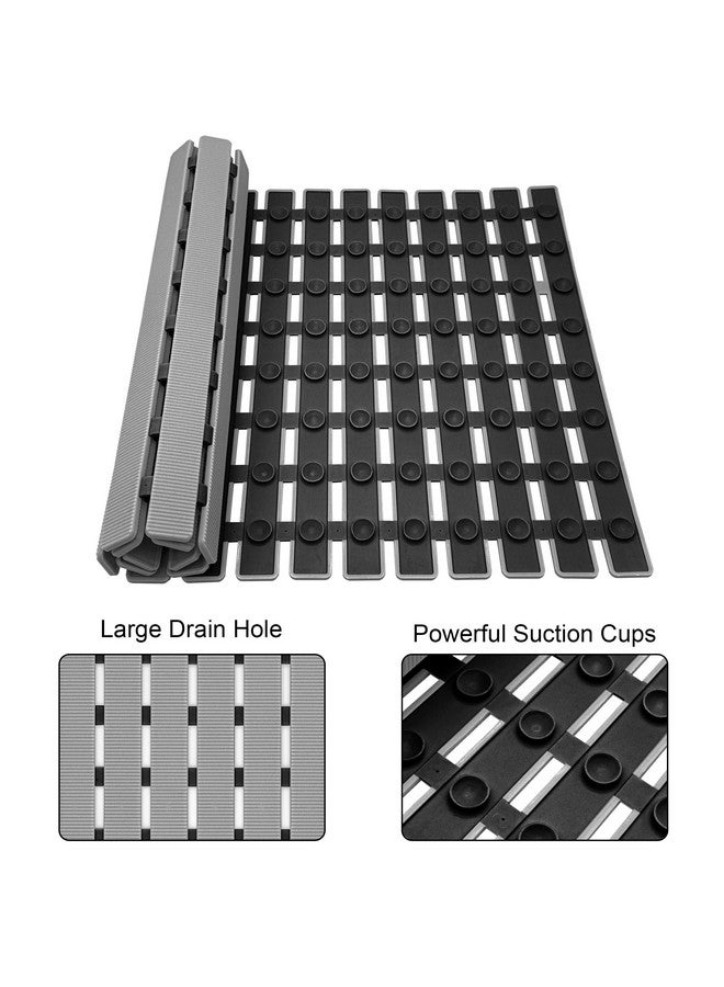 MBOSS Bath Tub Shower Mat Non Slip Bathtub Mats for Bathroom Shower Floor Mat Bath Mats for Shower Tub Anti Slip Shower Mat with Drain Hole and Large Suction Cups (Grey, 27.5 X 15.7 Inch) - Image 1