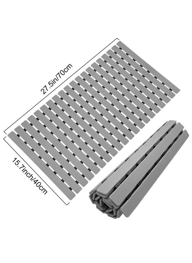 MBOSS Bath Tub Shower Mat Non Slip Bathtub Mats for Bathroom Shower Floor Mat Bath Mats for Shower Tub Anti Slip Shower Mat with Drain Hole and Large Suction Cups (Grey, 27.5 X 15.7 Inch) - Image 4